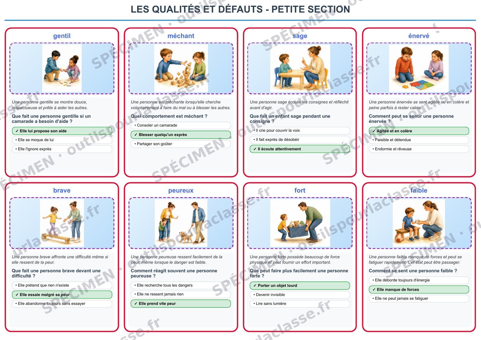 Aperçu du thème 42 : Les qualités et défauts