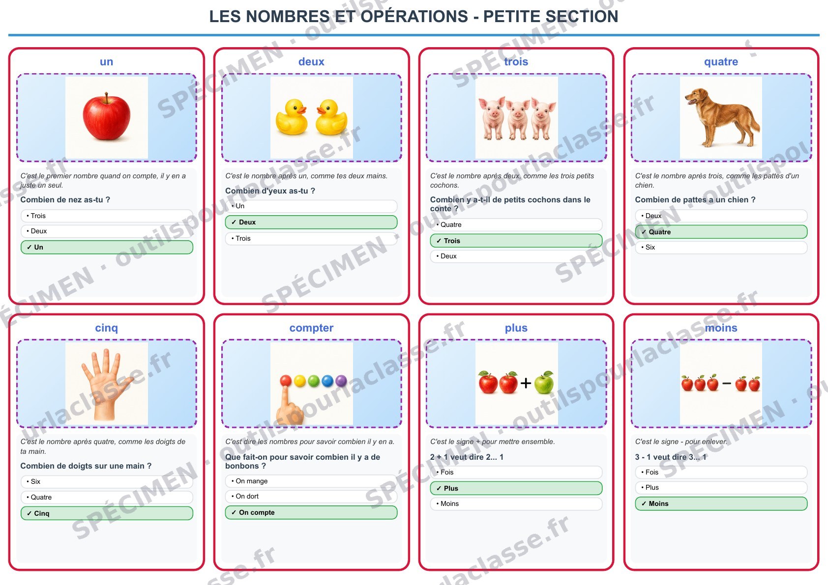 Planche du thème 44 : Les nombres et opérations