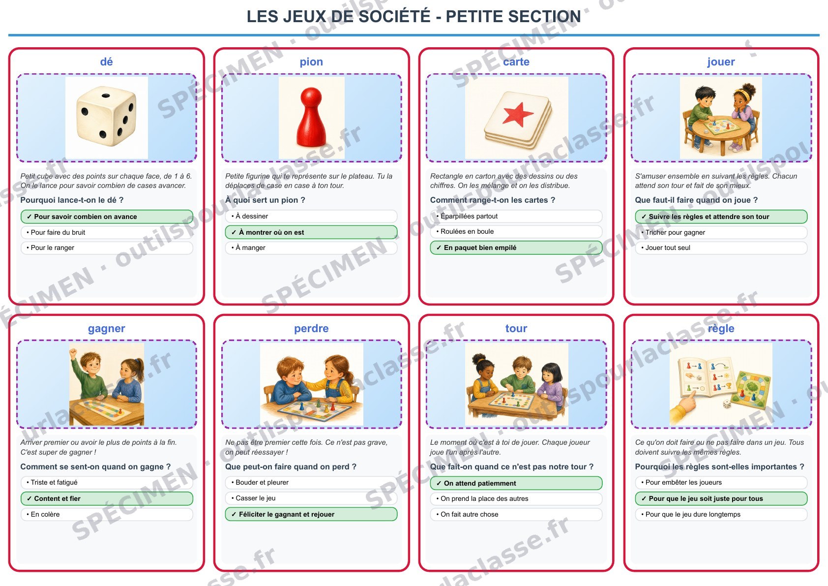 Aperçu du thème 73 : Les jeux de société