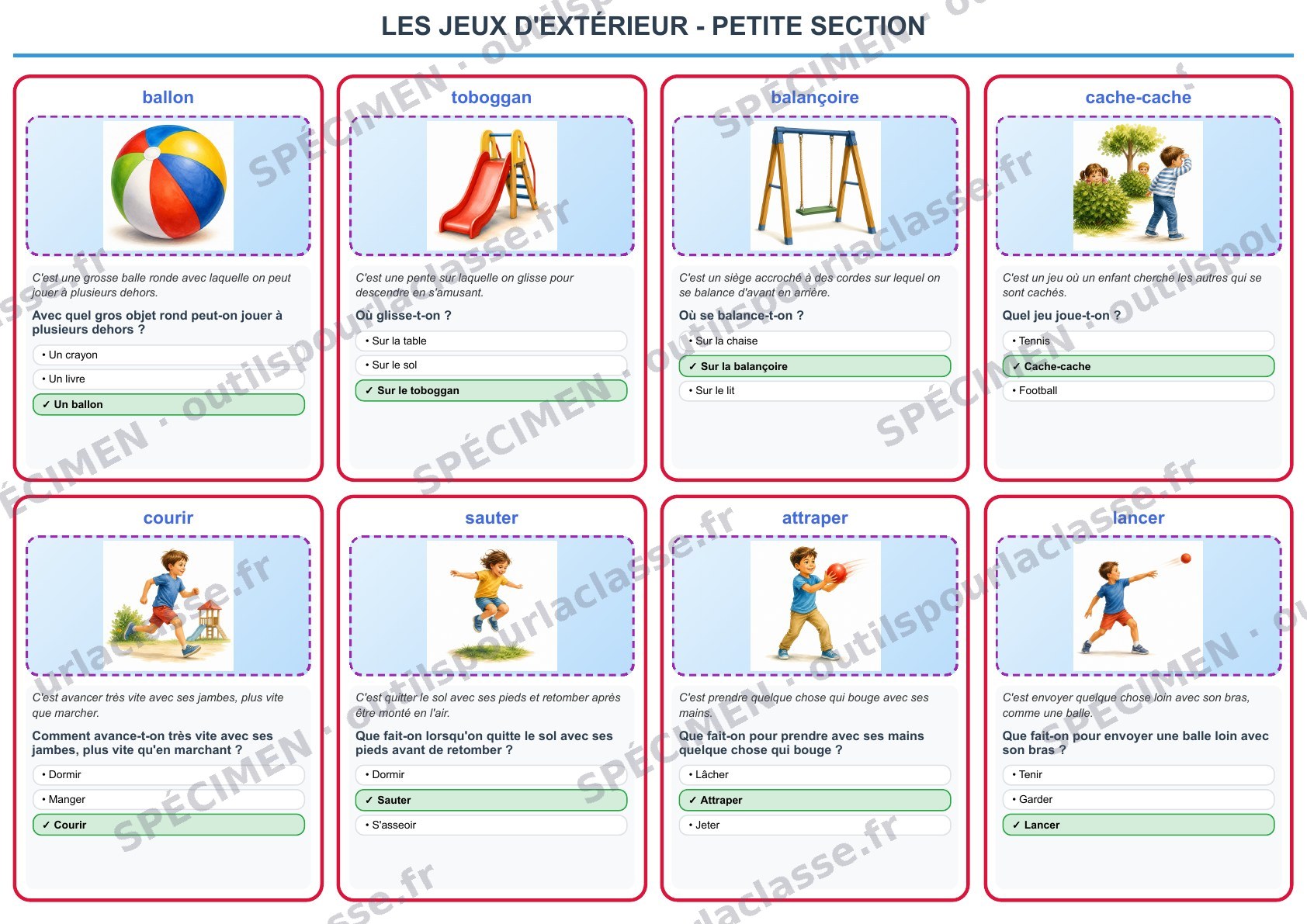 Aperçu du thème 75 : Les jeux d'extérieur