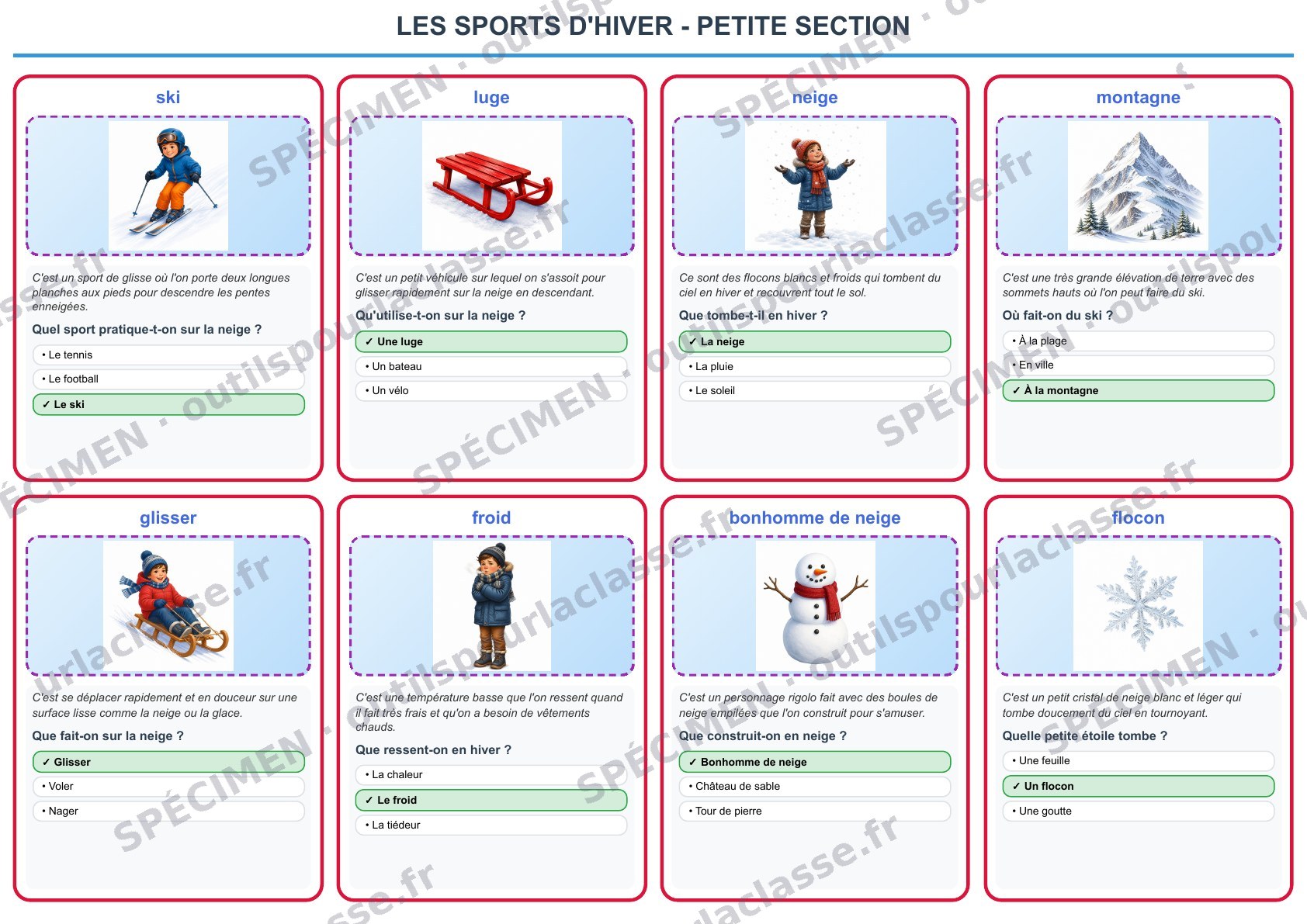 Planche du thème 78 : Les sports d'hiver