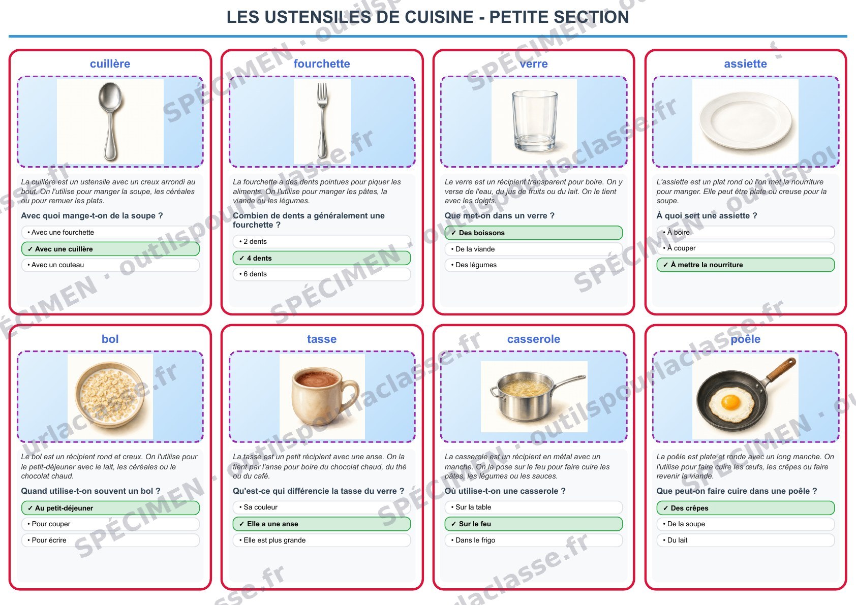Aperçu du thème 86 : Les ustensiles de cuisine