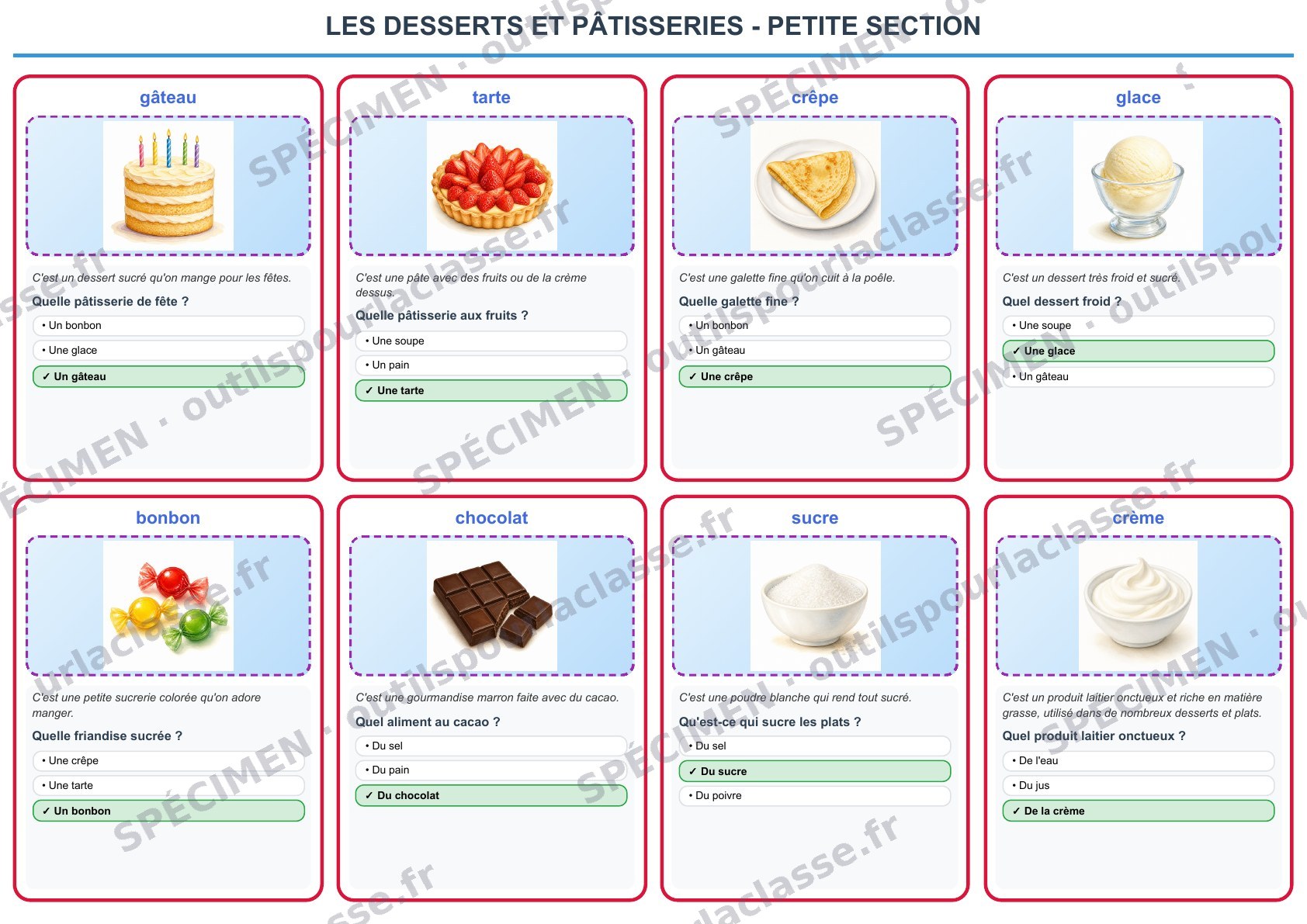 Aperçu du thème 98 : Les desserts et pâtisseries