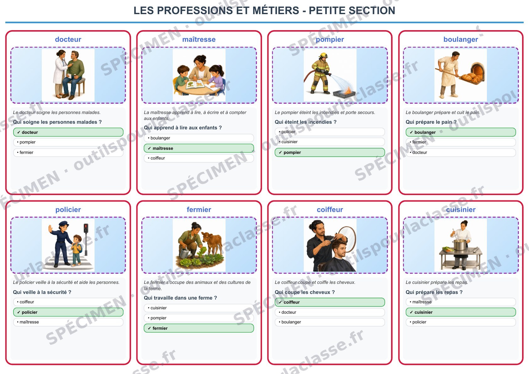 Aperçu du thème 99 : Les professions et métiers
