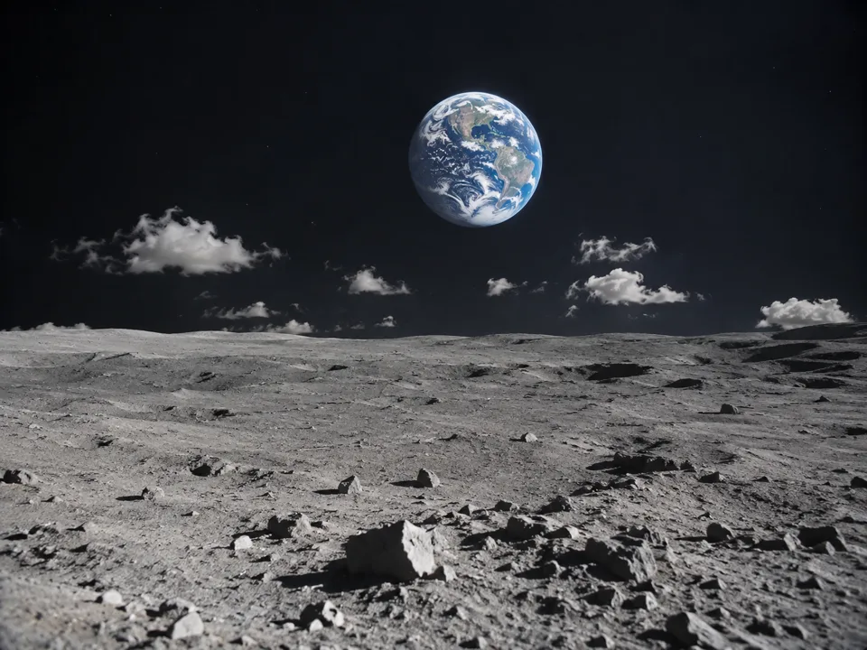 Un cratère lunaire sous des nuages