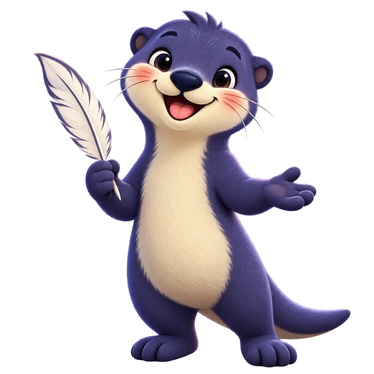 Plume la loutre t’accueille avec sa plume blanche